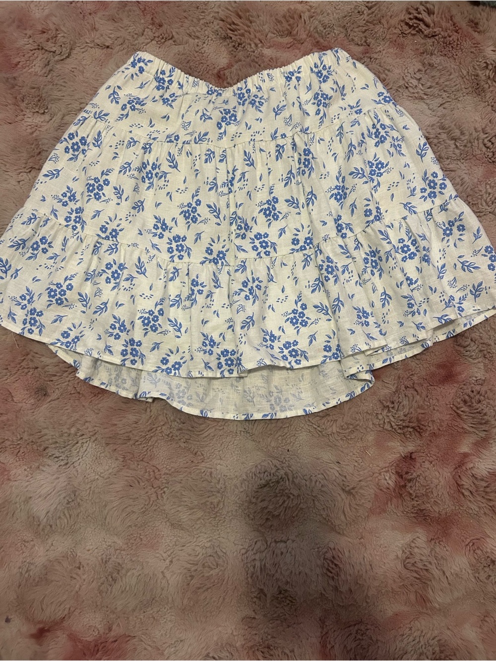 Sincerely Jules White Skirt with Blue Floral Print